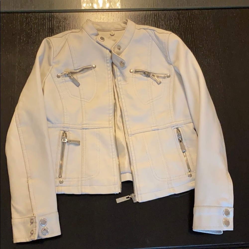 Faux leather ivory jacket for girls
